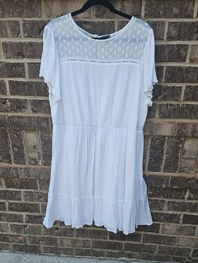 Torrid White Flutter Skater Dress - Gauze & Lace Size 2